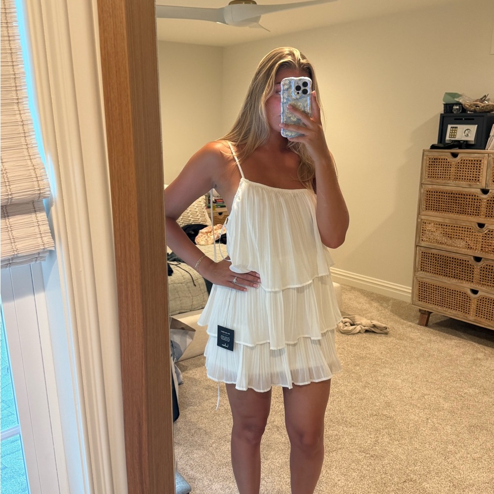 Lulu's White One-Shoulder Tiered Dress